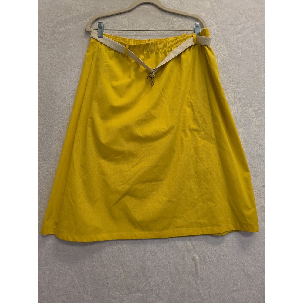 Vintage Take 1 Yellow A Line Midi Skirt with Belt Excellent Condition